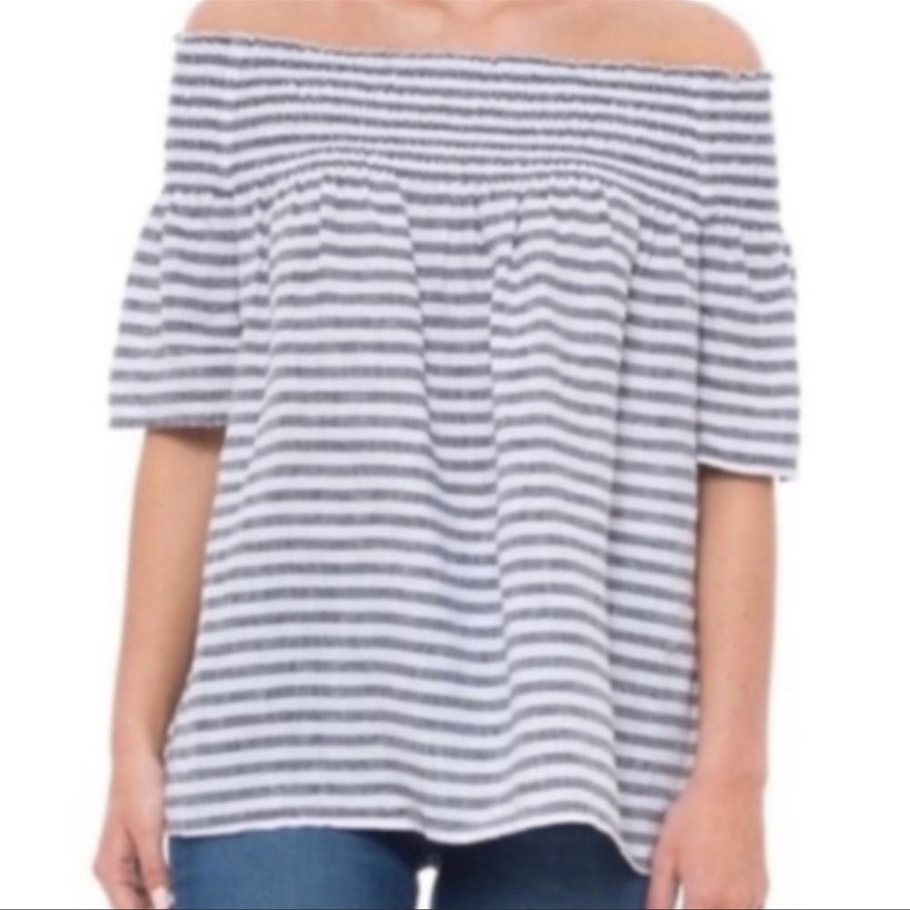 C&C California Off  Shoulder Smocked Linen Top‎ Womens small
